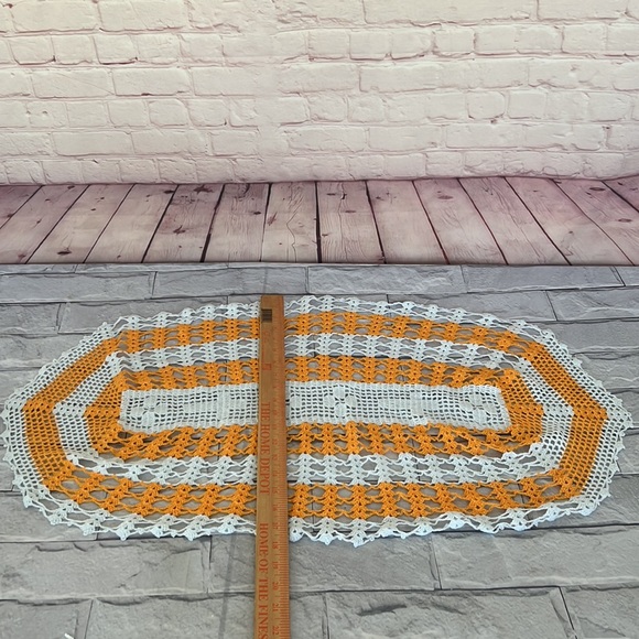 Crochet Handmade doily white & yellow home decor - Picture 4 of 4